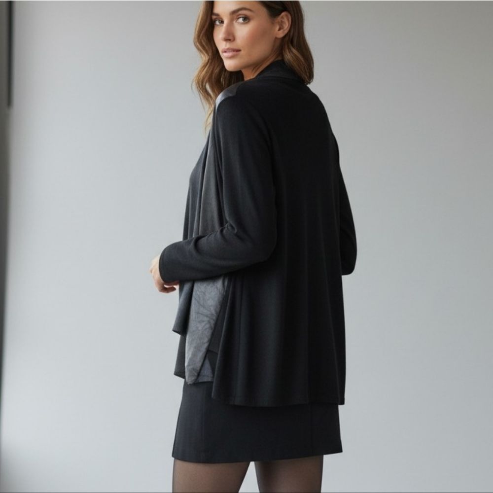 Pleather Surplus Panels Open Front Jacket